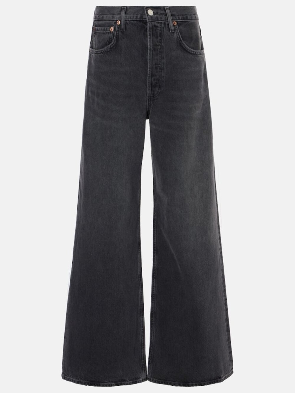 AGOLDE Dame High Rise Wide Leg Jeans Washed Black Paradox Size 23 (Fits 24/25)